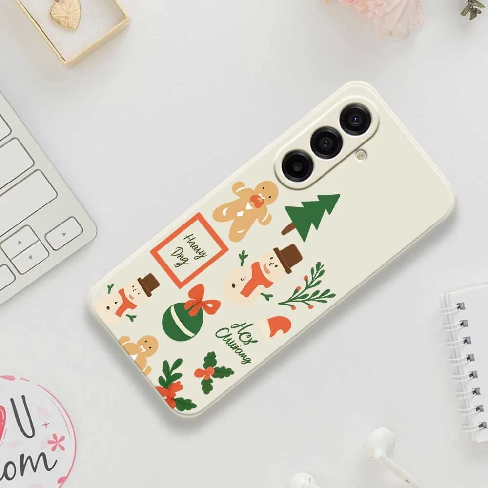 For Samsung Galaxy A18 5G / A18 4G / A17 5G / A17 4G Case Christmas Snowman Pattern Printing Straight Edge TPU Phone Back Cover - Beige - 7