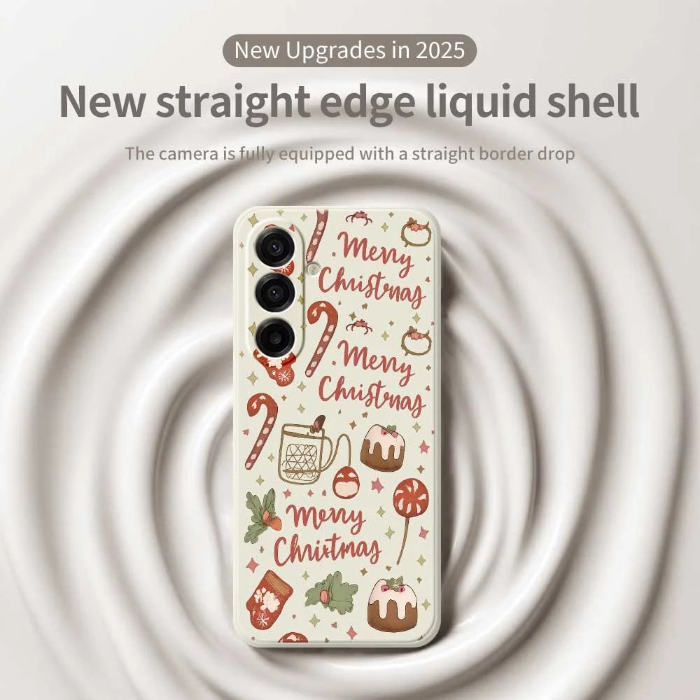 For Samsung Galaxy A18 5G / A18 4G / A17 5G / A17 4G Case Merry Christmas Pattern Printing Straight Edge TPU Phone Back Cover - Beige - 3