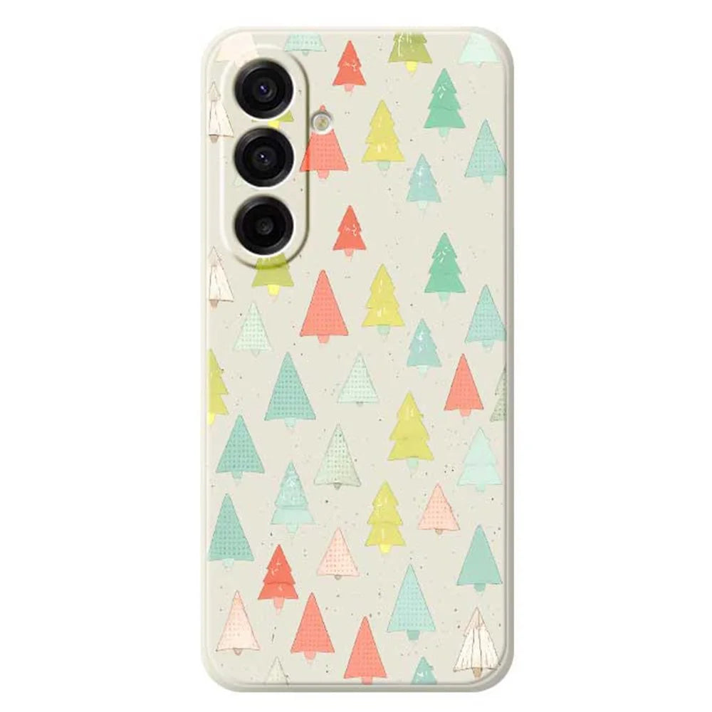 For Samsung Galaxy A18 5G / A18 4G / A17 5G / A17 4G Case Colorful Trees Pattern Printing Straight Edge TPU Phone Back Cover - Beige - 1
