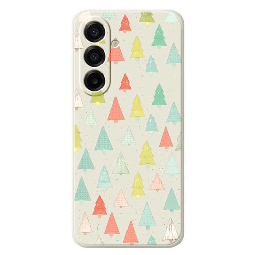 For Samsung Galaxy A18 5G / A18 4G / A17 5G / A17 4G Case Colorful Trees Pattern Printing Straight Edge TPU Phone Back Cover - Beige - 1