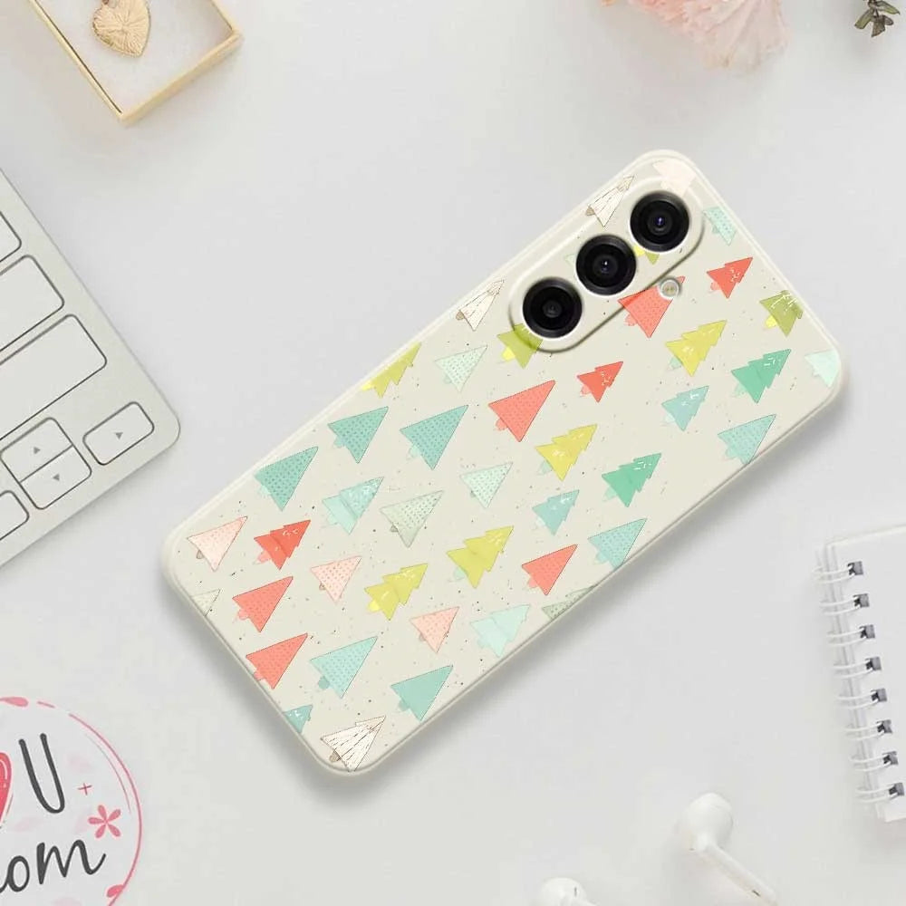 For Samsung Galaxy A18 5G / A18 4G / A17 5G / A17 4G Case Colorful Trees Pattern Printing Straight Edge TPU Phone Back Cover - Beige - 7
