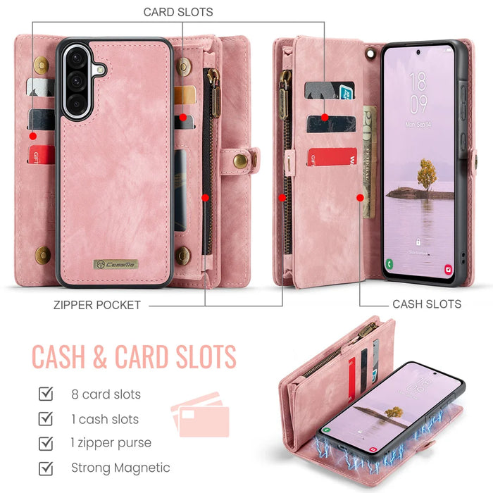 CASEME For Samsung Galaxy A18 5G / A18 4G / A17 5G / A17 4G Phone Cases  008 Leather Cover with Detachable Wallet and Strap - Pink - 3