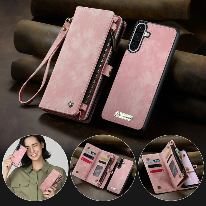 CASEME For Samsung Galaxy A18 5G / A18 4G / A17 5G / A17 4G Phone Cases  008 Leather Cover with Detachable Wallet and Strap - Pink - 4