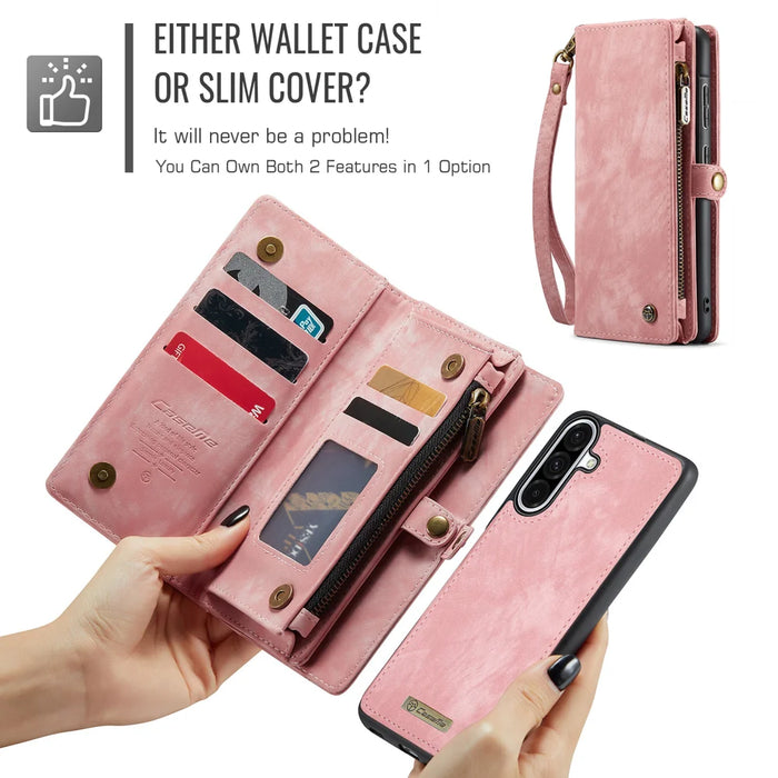 CASEME For Samsung Galaxy A18 5G / A18 4G / A17 5G / A17 4G Phone Cases  008 Leather Cover with Detachable Wallet and Strap - Pink - 6