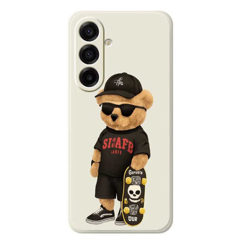 For Samsung Galaxy A18 5G / A18 4G / A17 5G / A17 4G Case Cool Bear Pattern Printing Straight Edge TPU Phone Back Cover - Beige - 1