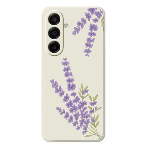 For Samsung Galaxy A18 5G / A18 4G / A17 5G / A17 4G Case Lavender Pattern Printing Straight Edge TPU Phone Back Cover - Beige - 1