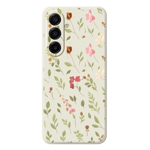 For Samsung Galaxy A18 5G / A18 4G / A17 5G / A17 4G Case Small Flower Leaves Pattern Printing Straight Edge TPU Phone Back Cover - Beige - 1