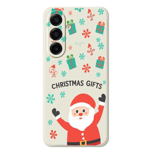 For Samsung Galaxy A18 5G / A18 4G / A17 5G / A17 4G Case Christmas Gifts Pattern Printing Straight Edge TPU Phone Back Cover - Beige - 1