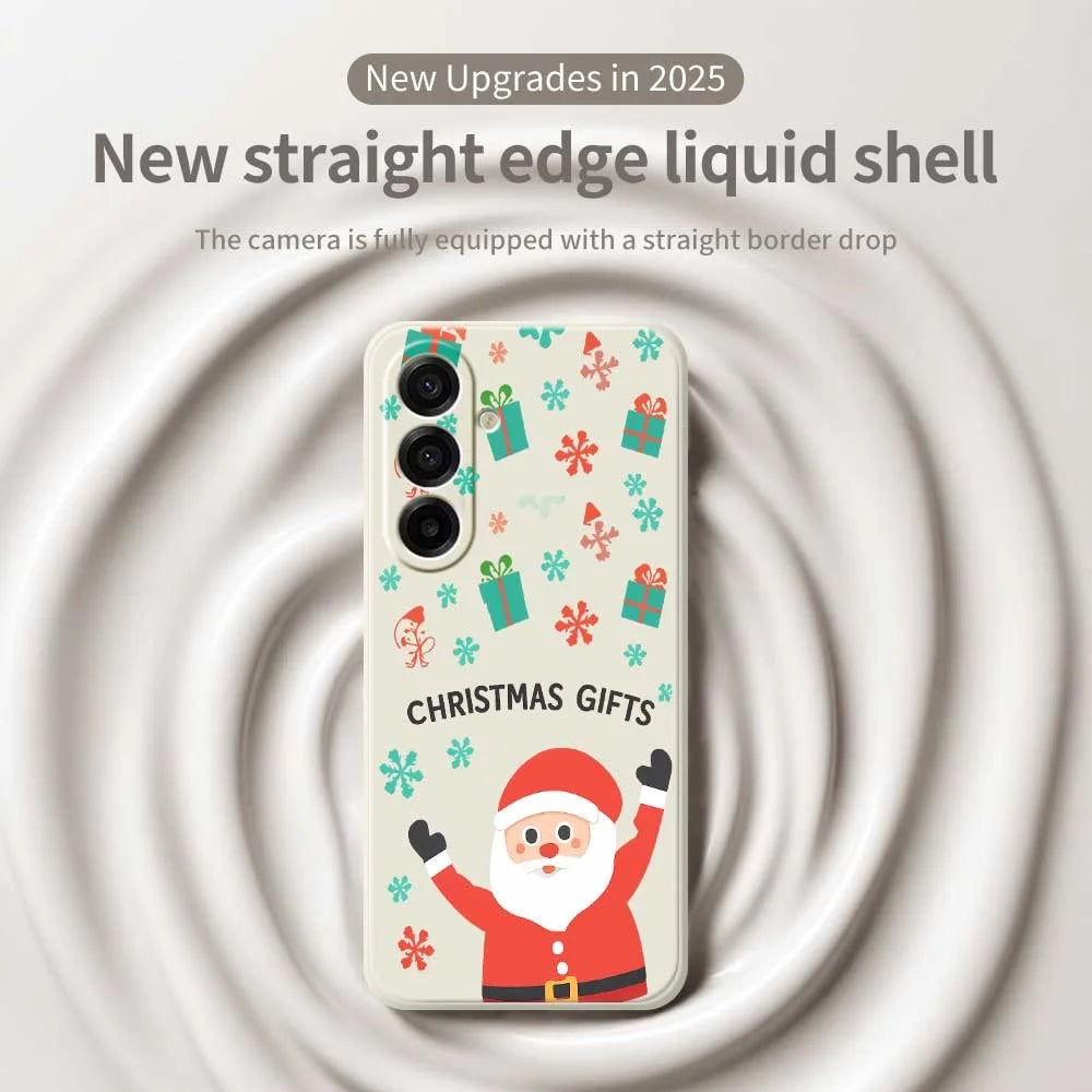 For Samsung Galaxy A18 5G / A18 4G / A17 5G / A17 4G Case Christmas Gifts Pattern Printing Straight Edge TPU Phone Back Cover - Beige - 2