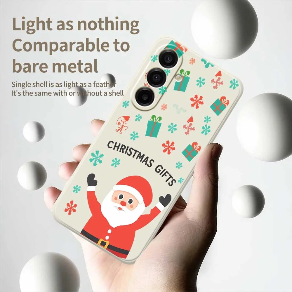 For Samsung Galaxy A18 5G / A18 4G / A17 5G / A17 4G Case Christmas Gifts Pattern Printing Straight Edge TPU Phone Back Cover - Beige - 3