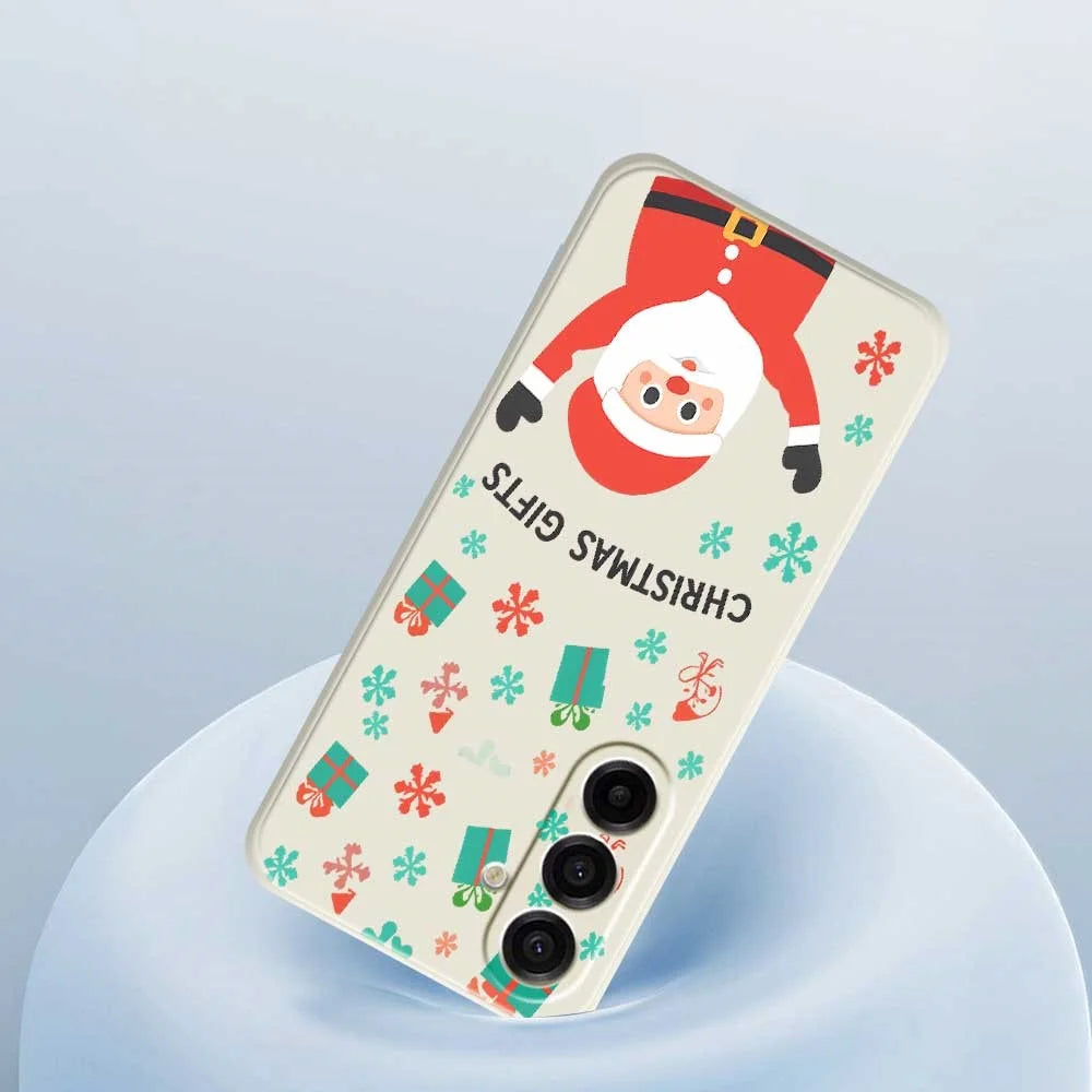 For Samsung Galaxy A18 5G / A18 4G / A17 5G / A17 4G Case Christmas Gifts Pattern Printing Straight Edge TPU Phone Back Cover - Beige - 4