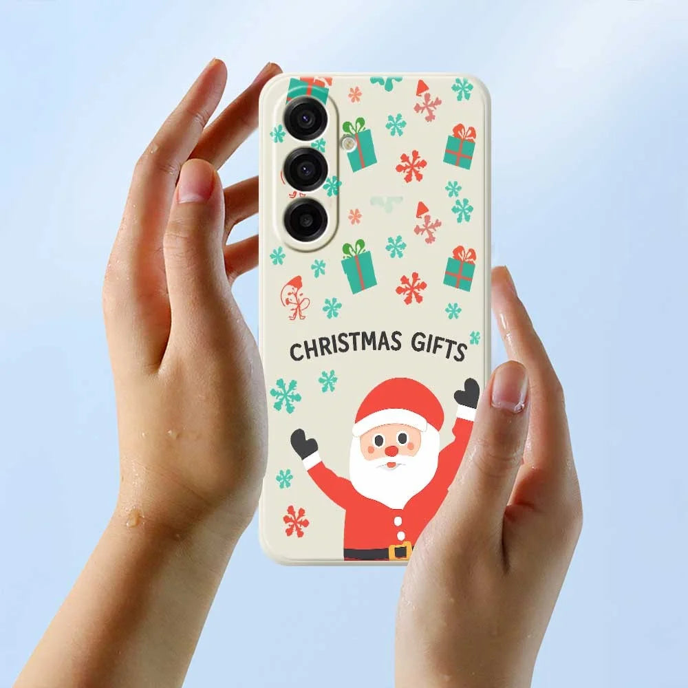 For Samsung Galaxy A18 5G / A18 4G / A17 5G / A17 4G Case Christmas Gifts Pattern Printing Straight Edge TPU Phone Back Cover - Beige - 5