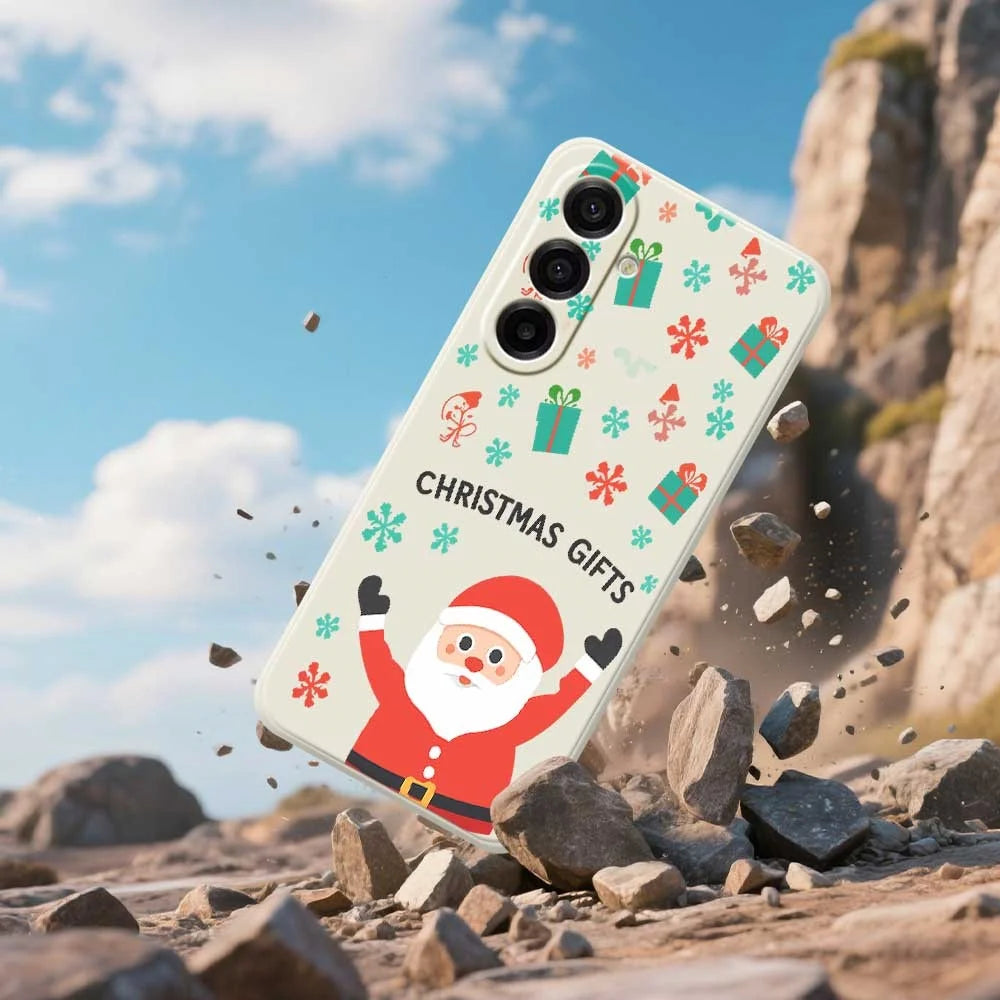 For Samsung Galaxy A18 5G / A18 4G / A17 5G / A17 4G Case Christmas Gifts Pattern Printing Straight Edge TPU Phone Back Cover - Beige - 6