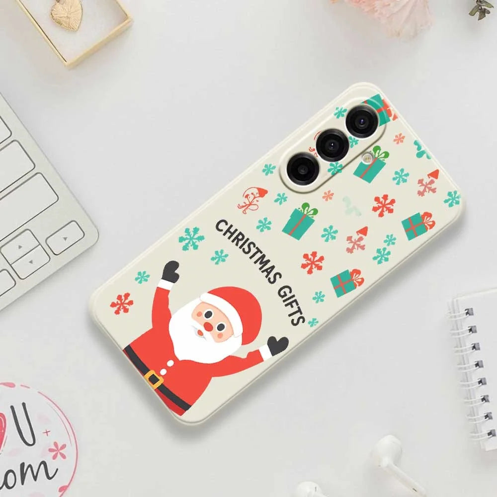 For Samsung Galaxy A18 5G / A18 4G / A17 5G / A17 4G Case Christmas Gifts Pattern Printing Straight Edge TPU Phone Back Cover - Beige - 7