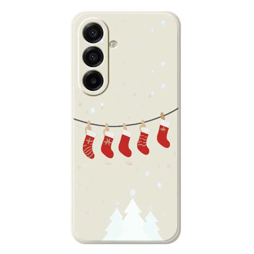 For Samsung Galaxy A18 5G / A18 4G / A17 5G / A17 4G Case Christmas Stockings Pattern Printing Straight Edge TPU Phone Back Cover - Beige - 1