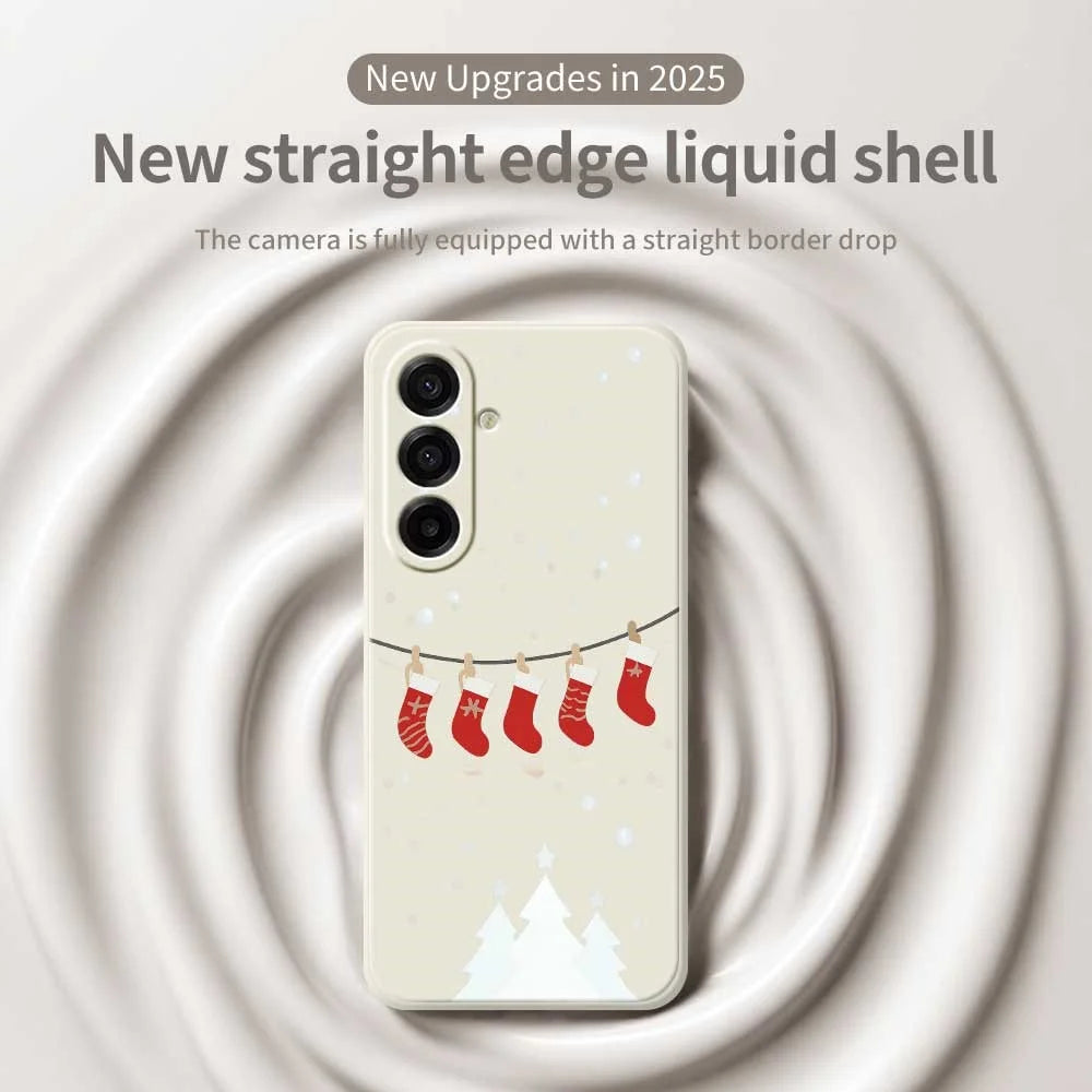 For Samsung Galaxy A18 5G / A18 4G / A17 5G / A17 4G Case Christmas Stockings Pattern Printing Straight Edge TPU Phone Back Cover - Beige - 2