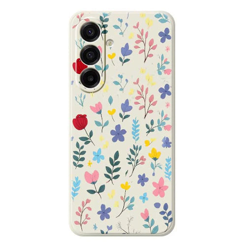 For Samsung Galaxy A18 5G / A18 4G / A17 5G / A17 4G Case Colorful Flower Branches Pattern Printing Straight Edge TPU Phone Back Cover - Beige - 1