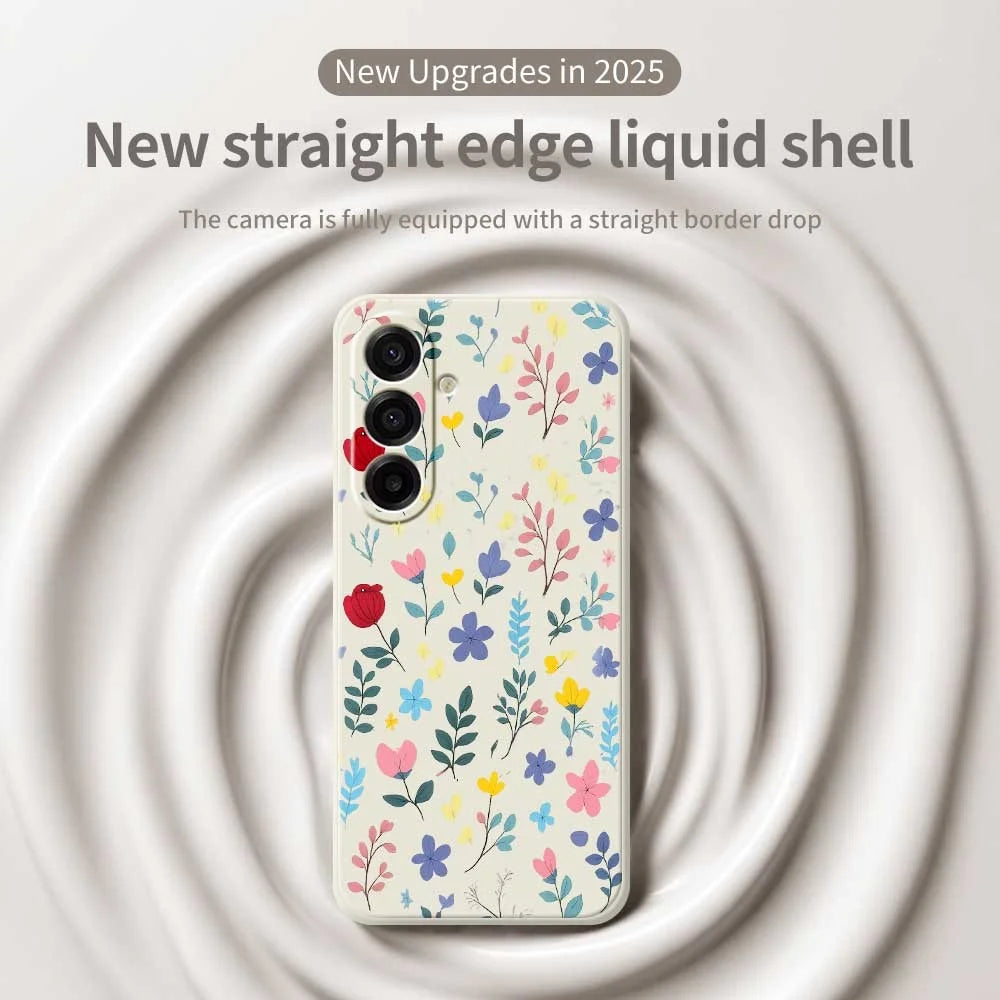 For Samsung Galaxy A18 5G / A18 4G / A17 5G / A17 4G Case Colorful Flower Branches Pattern Printing Straight Edge TPU Phone Back Cover - Beige - 2