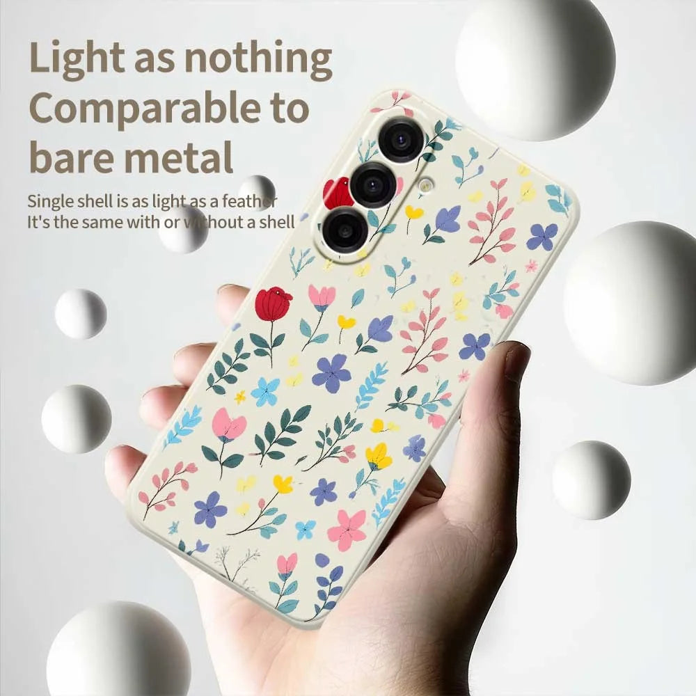 For Samsung Galaxy A18 5G / A18 4G / A17 5G / A17 4G Case Colorful Flower Branches Pattern Printing Straight Edge TPU Phone Back Cover - Beige - 3