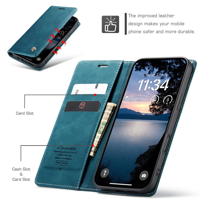 CASEME For iPhone Air Wallet Case  013 Series PU Leather Phone Cover Stand - Blue - 3