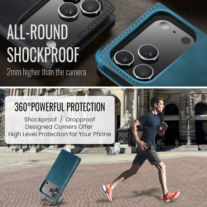 CASEME For iPhone Air Wallet Case  013 Series PU Leather Phone Cover Stand - Blue - 6
