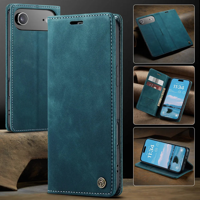CASEME For iPhone Air Wallet Case  013 Series PU Leather Phone Cover Stand - Blue - 7