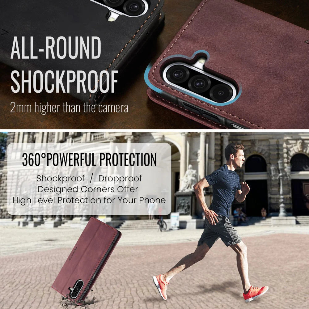 CASEME For Samsung Galaxy A18 5G / A18 4G / A17 5G / A17 4G Wallet Case  013 Series PU Leather Phone Cover Stand - Red - 6