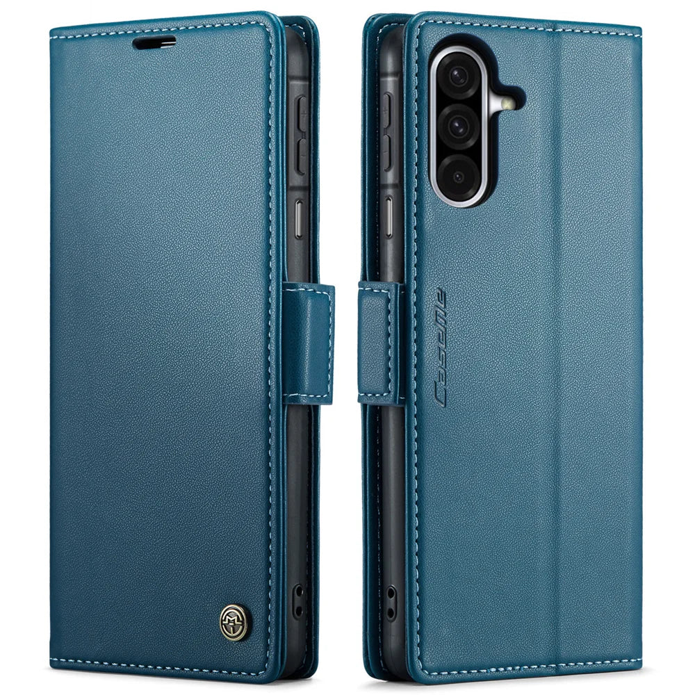 CASEME For Samsung Galaxy A18 5G / A18 4G / A17 5G / A17 4G Case  023 Series RFID Blocking Glossy Stand Phone Cover - Blue - 1