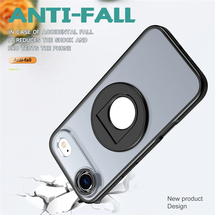 For iPhone Air Clear Back Case Rotating Kickstand TPU + PC Phone Cover Compatible with MagSafe - Black - 3