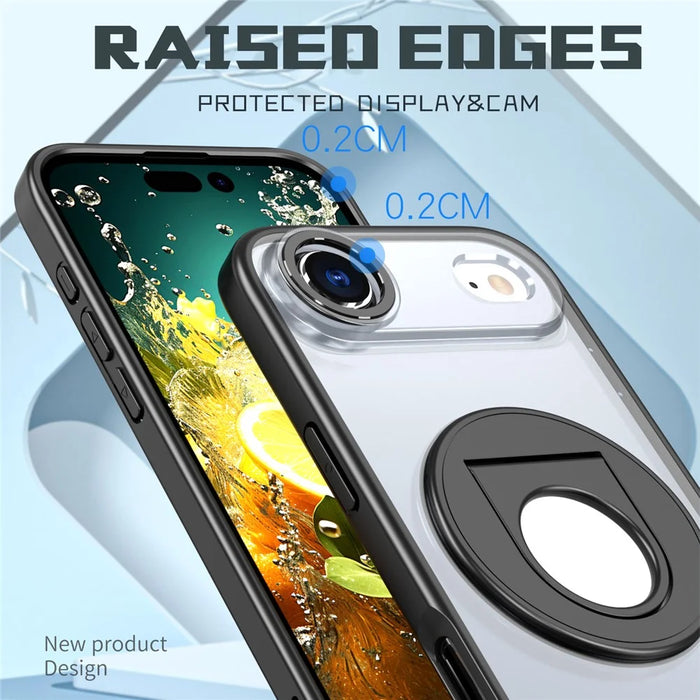 For iPhone Air Clear Back Case Rotating Kickstand TPU + PC Phone Cover Compatible with MagSafe - Black - 4