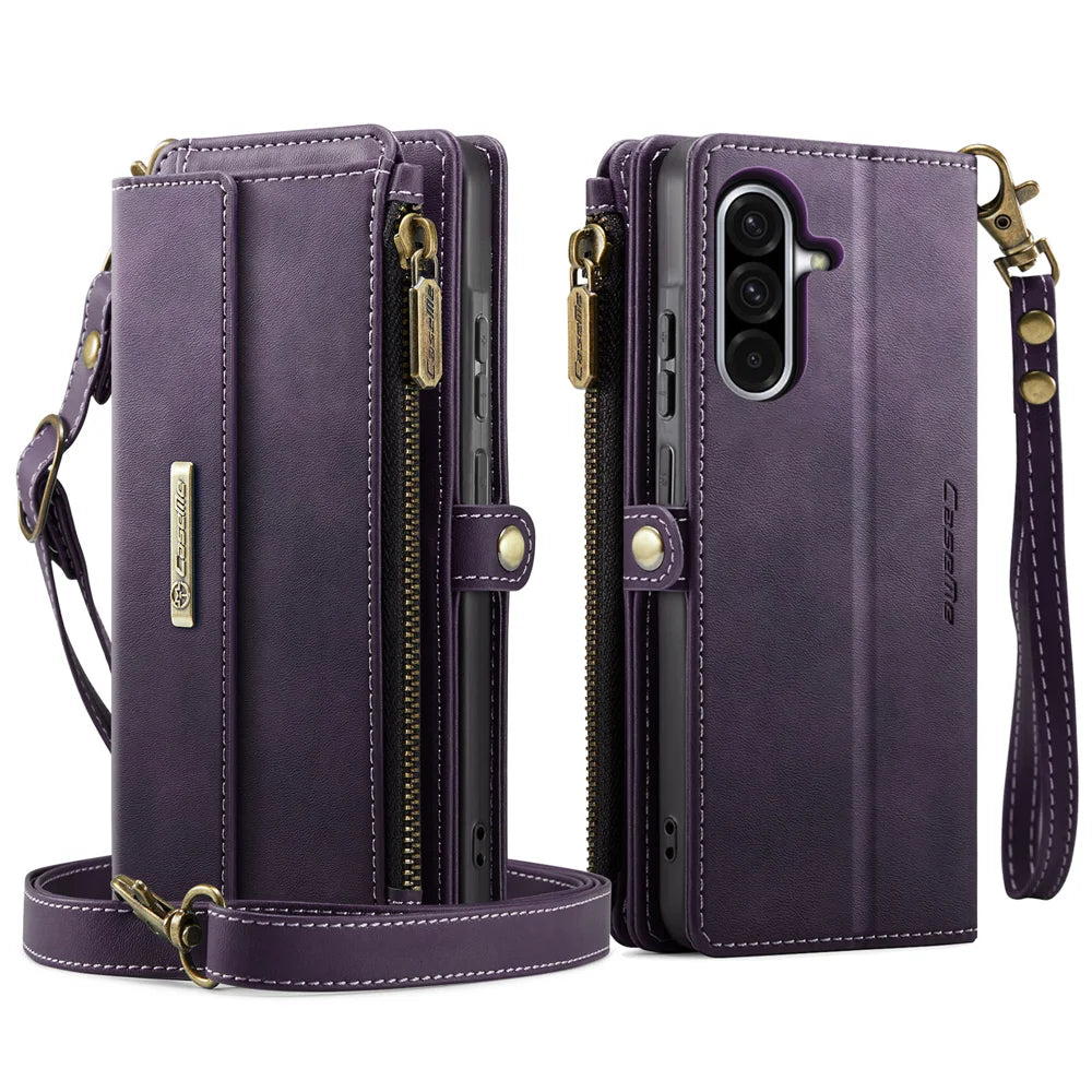CASEME For Samsung Galaxy A18 5G / A18 4G / A17 5G / A17 4G Case  C39 RFID Blocking Zipper Wallet Stand Leather Cover with Strap - Purple - 2