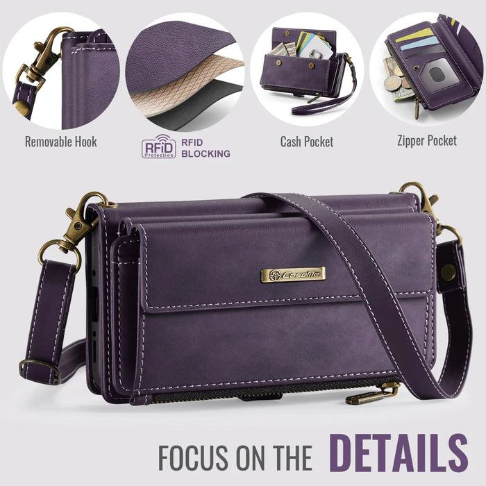 CASEME For Samsung Galaxy A18 5G / A18 4G / A17 5G / A17 4G Case  C39 RFID Blocking Zipper Wallet Stand Leather Cover with Strap - Purple - 4