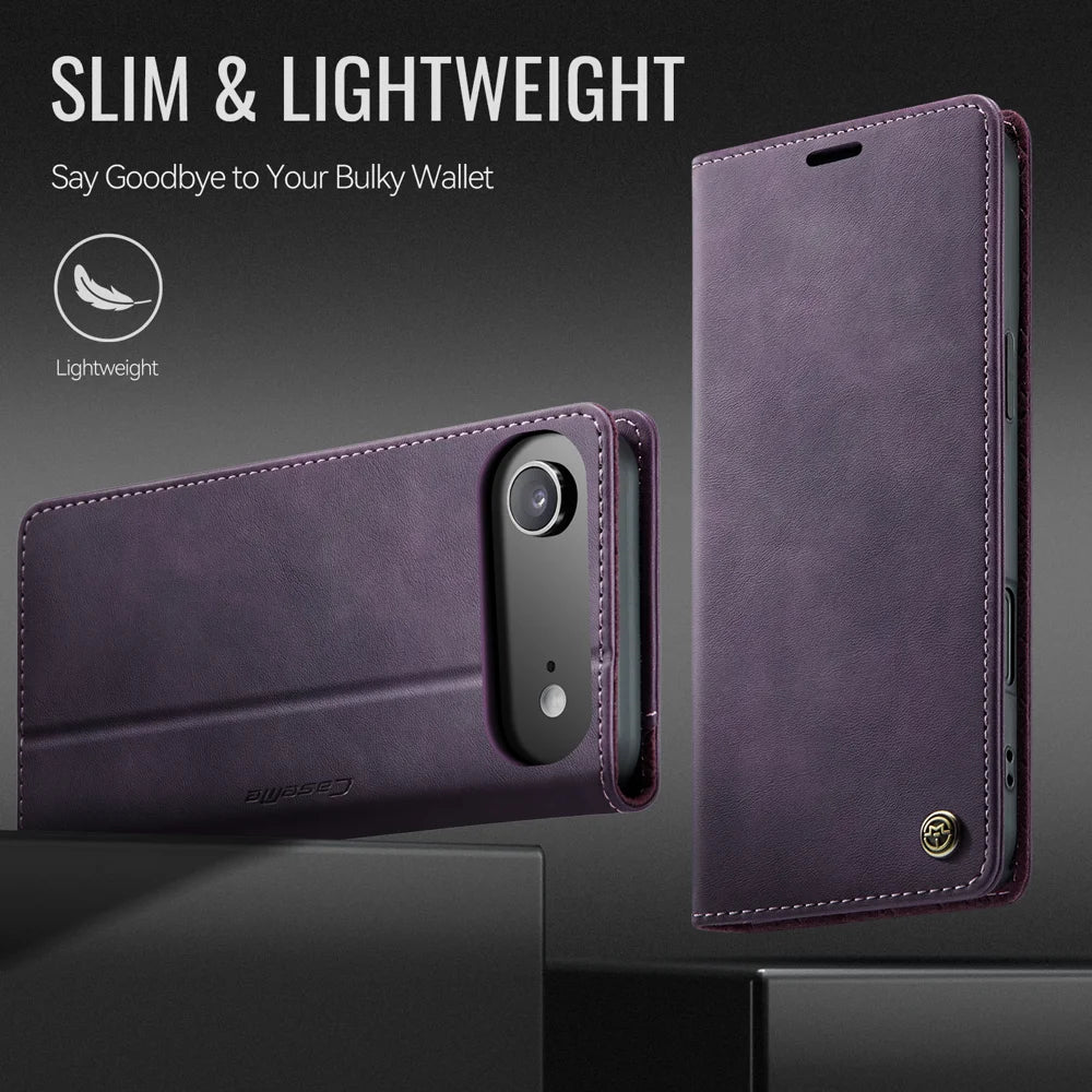 CASEME For iPhone Air Case  033 Series RFID Blocking Wallet Stand Calf Texture Leather Phone Cover - Purple - 7
