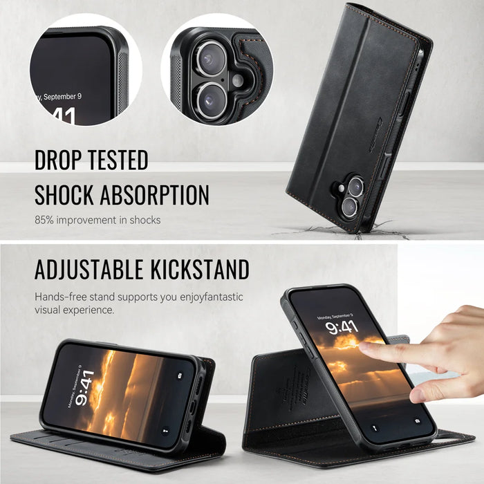 CASEME For iPhone 17 Case  C49 Compatible with MagSafe RFID Blocking Detachable Wallet Leather Phone Cover - Black - 5