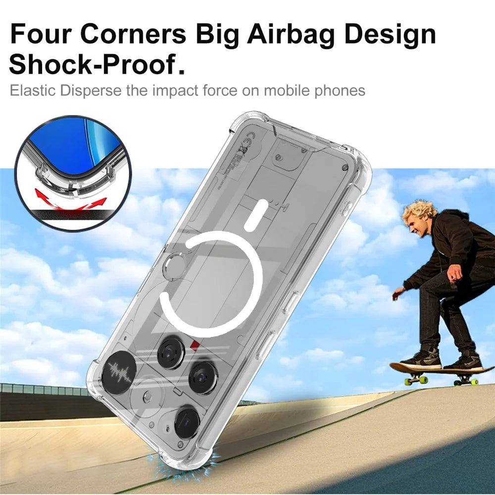 IMAK For Nothing Phone (3) 5G Magnetic Case Shockproof PC TPU Clear Phone Cover - 4