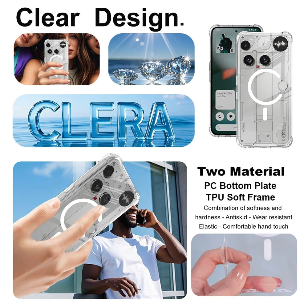IMAK For Nothing Phone (3) 5G Magnetic Case Shockproof PC TPU Clear Phone Cover - 6