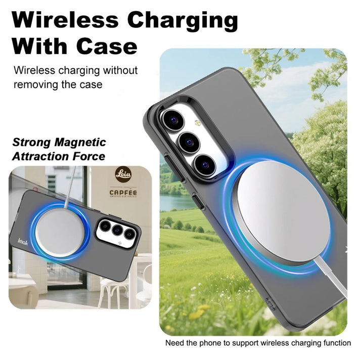IMAK For Samsung Galaxy S25 FE Magnetic Case Candy Color Anti Drop TPU + PET Back Cover - Black - 2