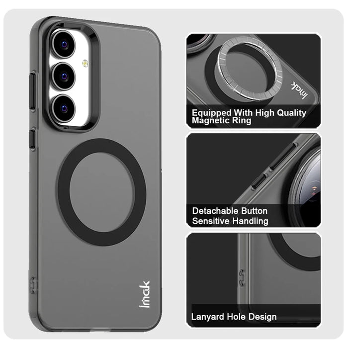 IMAK For Samsung Galaxy S25 FE Magnetic Case Candy Color Anti Drop TPU + PET Back Cover - Black - 4