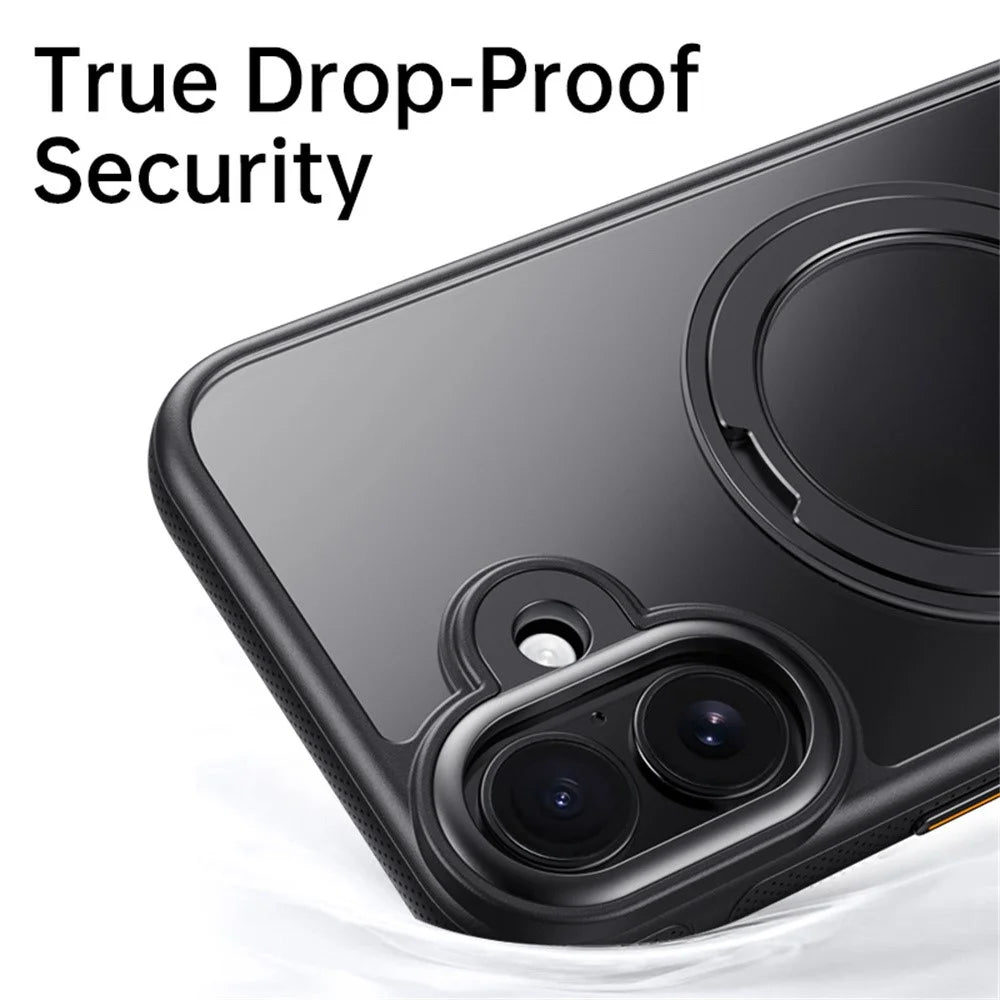 For iPhone 16 Case Compatible with MagSafe Kickstand TPU PC Phone Back Cover - Black - 6
