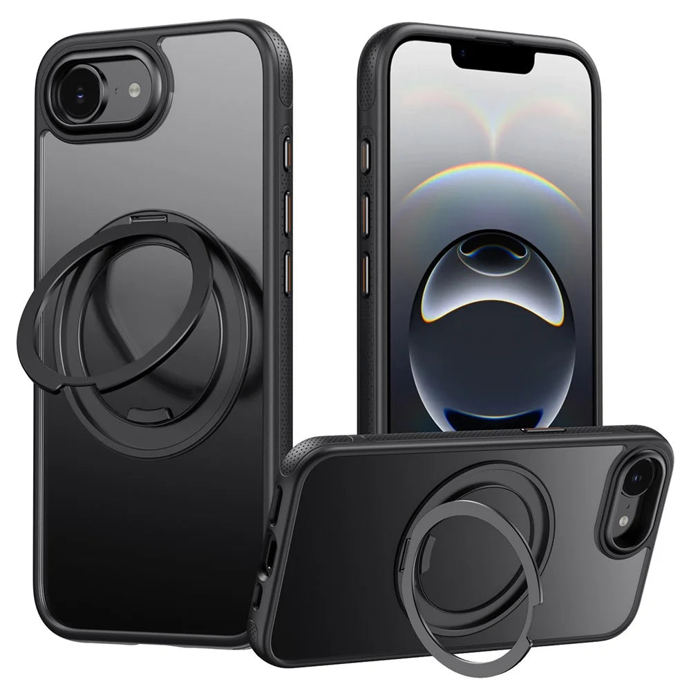 For iPhone 17e / 16e Case Compatible with MagSafe Kickstand TPU PC Phone Back Cover - Black - 1