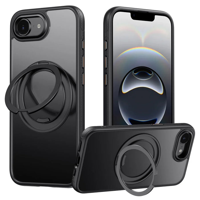For iPhone 17e / 16e Case Compatible with MagSafe Kickstand TPU PC Phone Back Cover - Black - 1