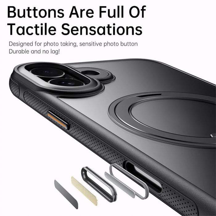 For iPhone 16 Plus Case Compatible with MagSafe Kickstand TPU PC Phone Back Cover - Black - 5