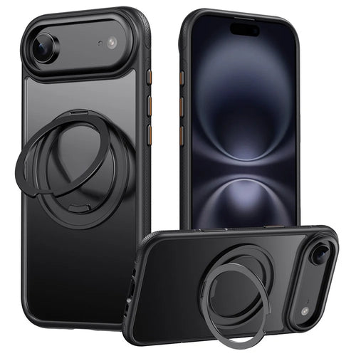 For iPhone Air Case Compatible with MagSafe Kickstand TPU PC Phone Back Cover - Black - 1