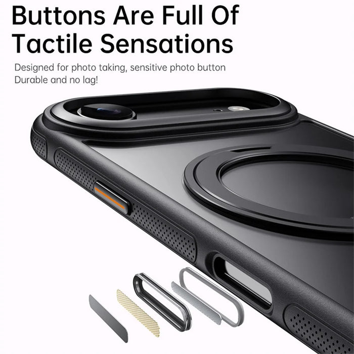 For iPhone Air Case Compatible with MagSafe Kickstand TPU PC Phone Back Cover - Black - 5