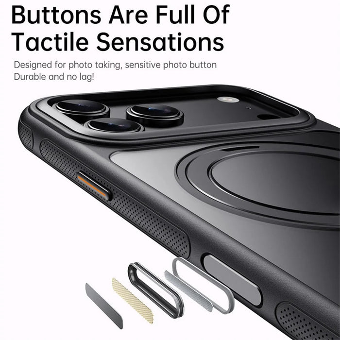 For iPhone 17 Pro Max Case Compatible with MagSafe Kickstand TPU PC Phone Back Cover - Black - 5
