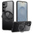 For Samsung Galaxy S25 Magnetic Case Kickstand TPU PC Phone Back Cover - Black - 1