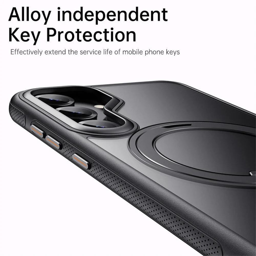 For Samsung Galaxy S25+ Magnetic Case Kickstand TPU PC Phone Back Cover - Black - 5