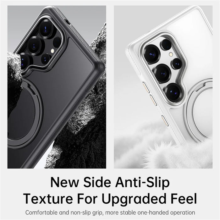 For Samsung Galaxy S25 Ultra Magnetic Case Kickstand TPU PC Phone Back Cover - Black - 4