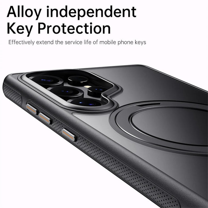 For Samsung Galaxy S25 Ultra Magnetic Case Kickstand TPU PC Phone Back Cover - Black - 5