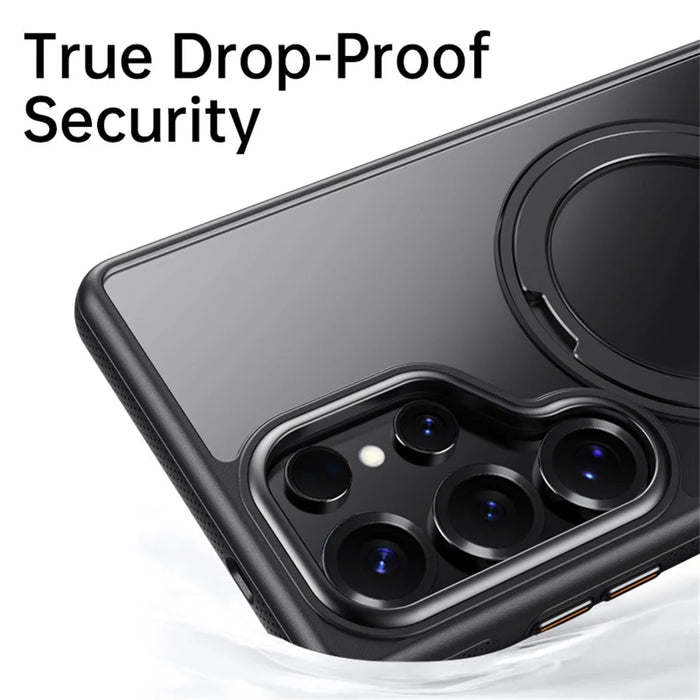 For Samsung Galaxy S25 Ultra Magnetic Case Kickstand TPU PC Phone Back Cover - Black - 6